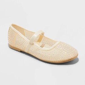 Art Class Faye Kids Mesh Ballet Flats Beige Size 1 Slip On Embellished NEW